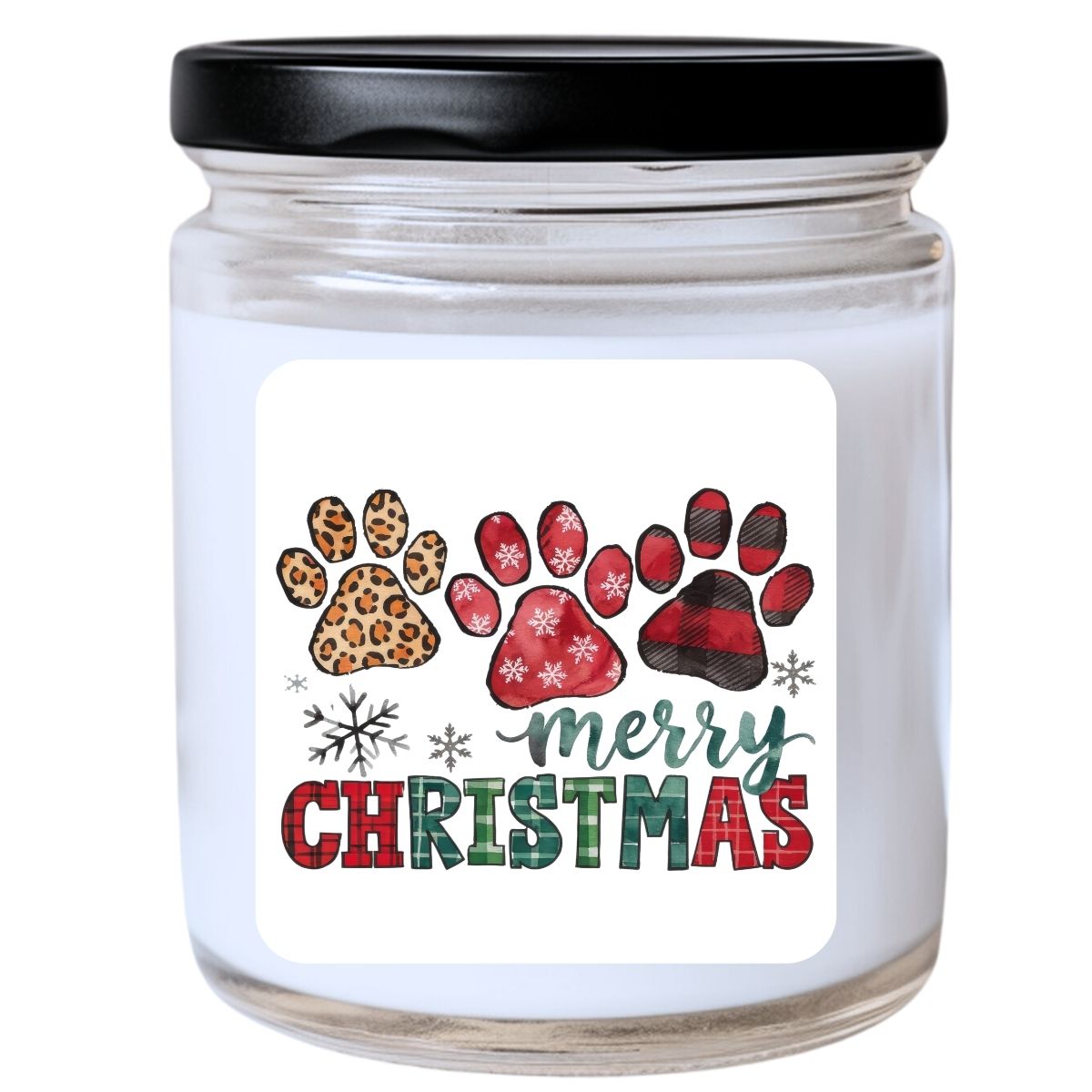 WS -  Merry Christmas - Pet Paws Candle - Funny Christmas Gift, Unique Holiday Candle for Pet Lovers, Many Scents Available