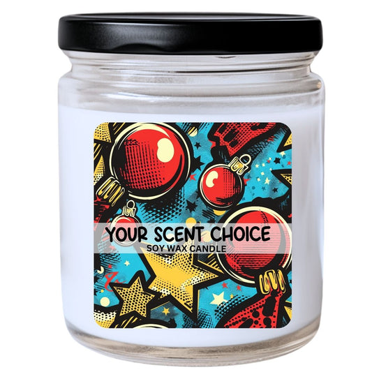 WS -  Pop Art Christmas Ornament #20 Candle - Festive Holiday Gift, Bright Christmas Decor