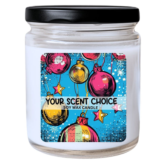 WS -  Pop Art Christmas Ornament #19 Candle - Bold Holiday Gift, Unique Christmas Candle