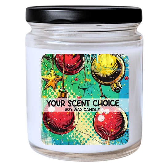 WS -  Pop Art Christmas Ornament #18 Candle - Bold Christmas Candle, Festive Decor