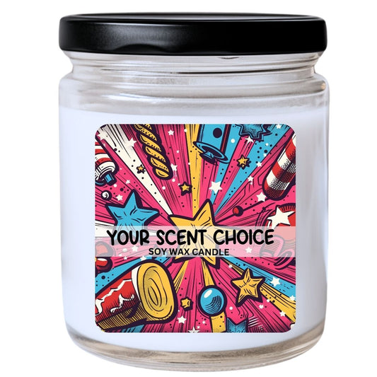 WS -  Pop Art Christmas Ornament #17 Candle - Festive Holiday Gift, Bright Christmas Candle