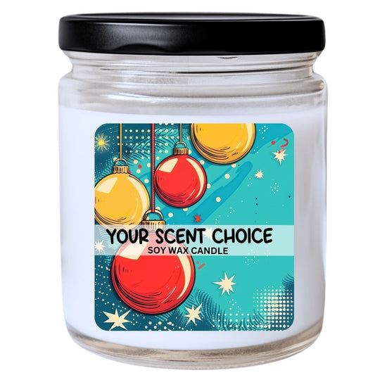 WS -  Pop Art Christmas Ornament #14 Candle - Unique Christmas Candle, Festive Holiday Gift