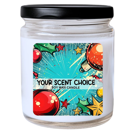 WS -  Pop Art Christmas Ornament #13 Candle - Holiday Gift, Bold Christmas Decor