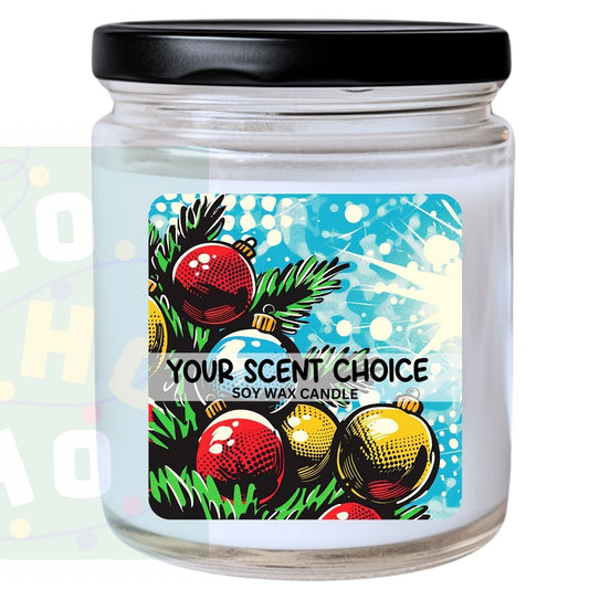 WS -  Pop Art Christmas Ornament #11 Candle - Bright Christmas Gift, Holiday Decor