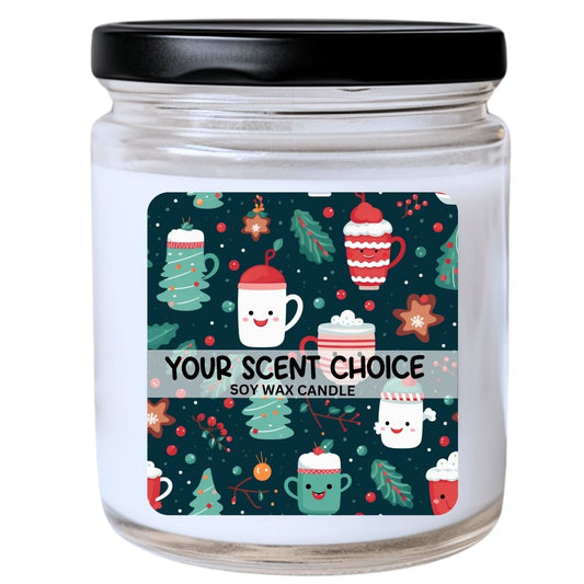 WS -  Christmas Kawaii LATTE Friends Candle - Cute Christmas Candle, Fun Holiday Gift, Kawaii Decor