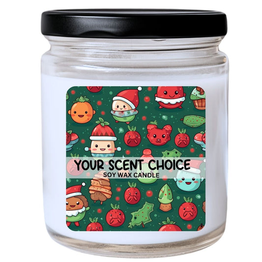 WS -  Christmas Kawaii Fruits & Veggie Friends Candle - Festive Christmas Gift, Kawaii Holiday Candle