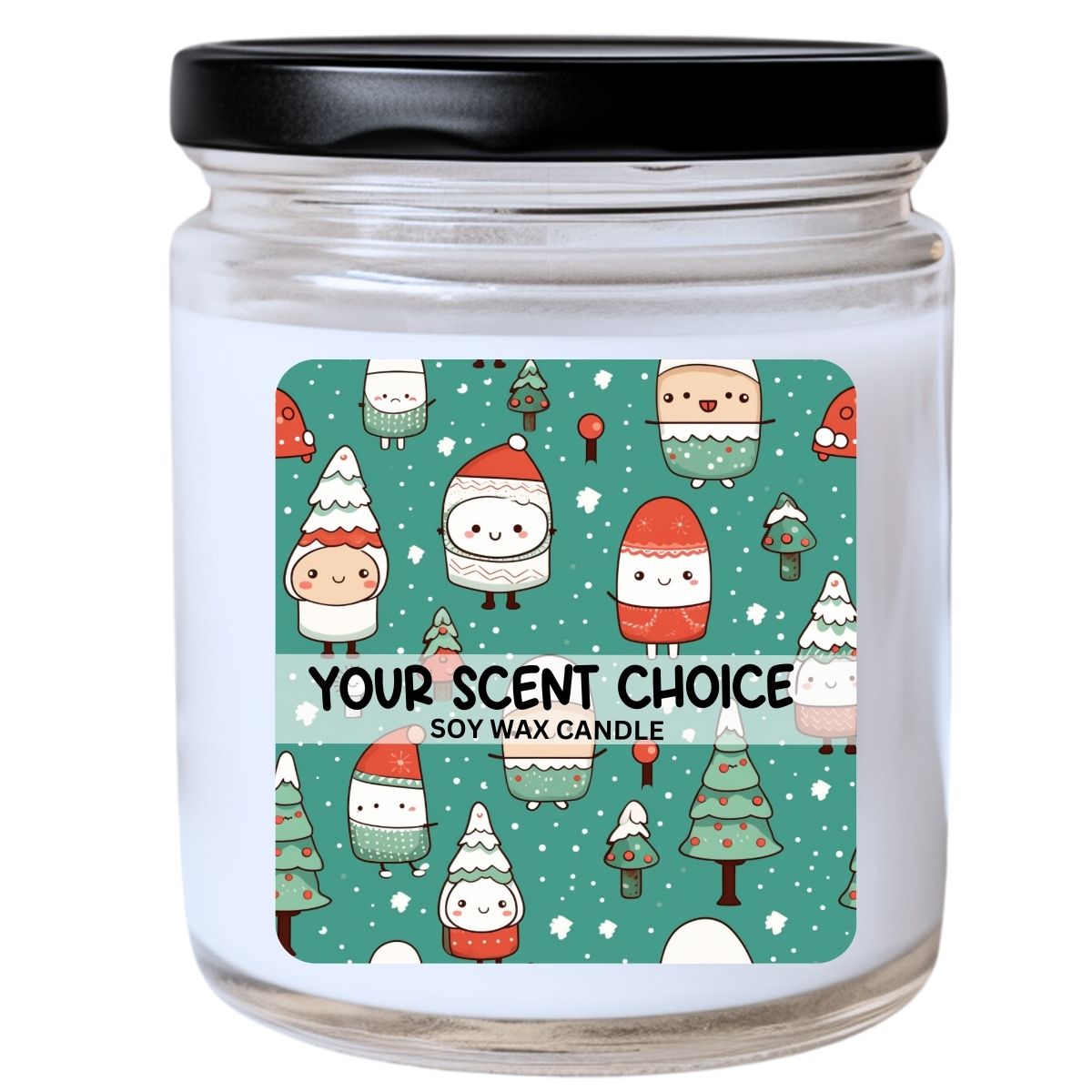 WS -  Christmas Kawaii Friends Playing in the Snow Candle - Unique Holiday Candle, Kawaii Gift Idea