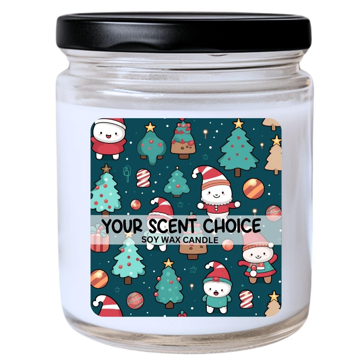 WS -  Cute Christmas Kawaii Xmas Trees and Friends Candle - Holiday Gift, Adorable Christmas Candle