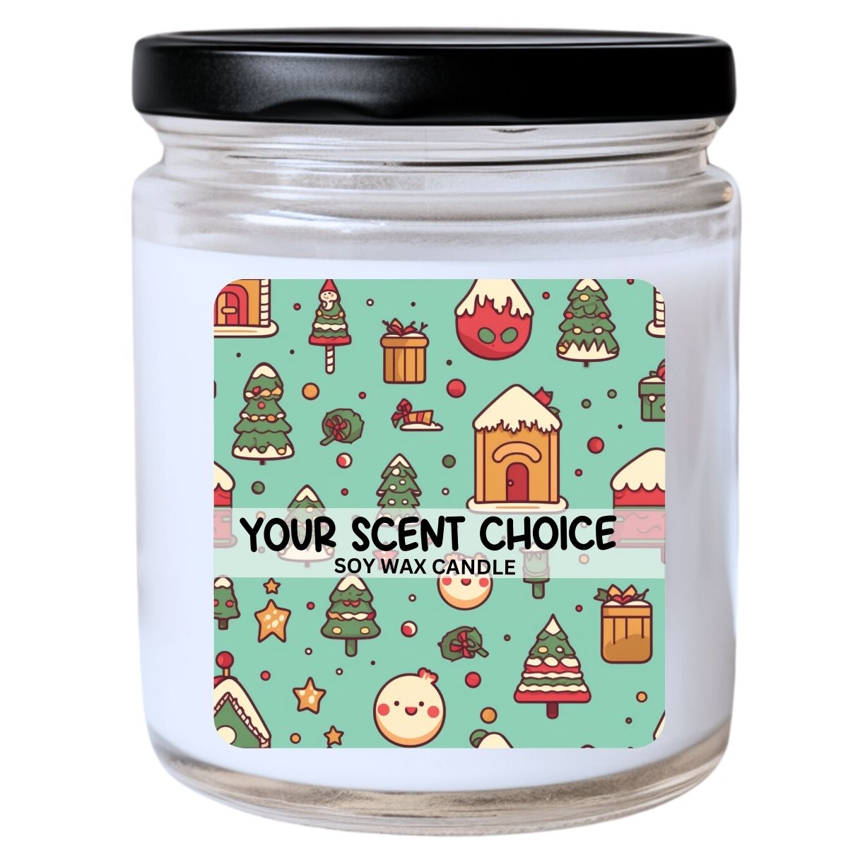 WS -  Christmas Kawaii Trees & Baubles Candle - Unique Christmas Gift, Fun Holiday Candle