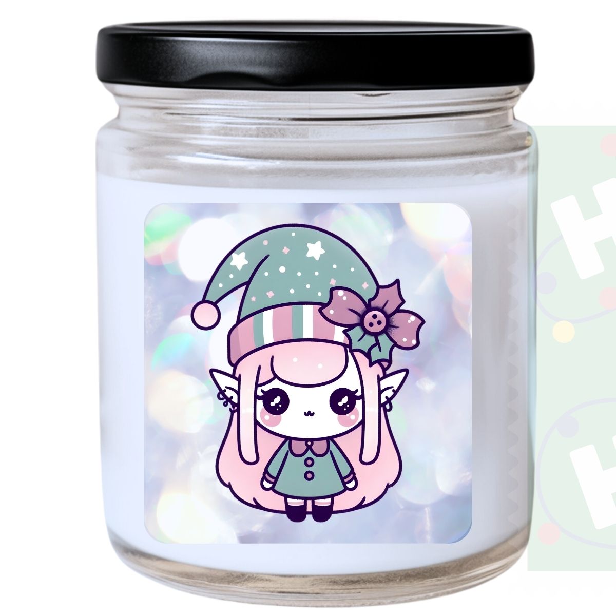 WS -  Christmas Cute ELF GIRL - Kawaii Candle - Adorable Christmas Candle, Perfect Holiday Gift