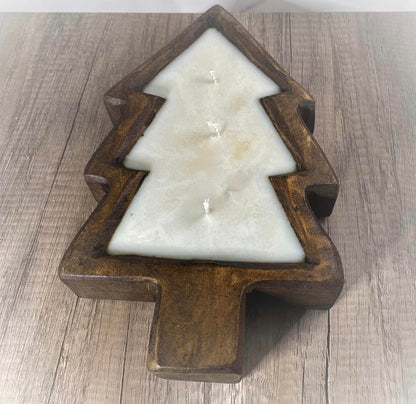 WS - Wooden Dough Bowl Candles - Winter & Christmas !MOQ 2!