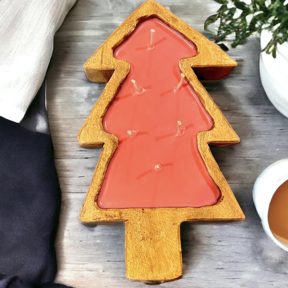 WS - Wooden Dough Bowl Candles - Winter & Christmas !MOQ 2!