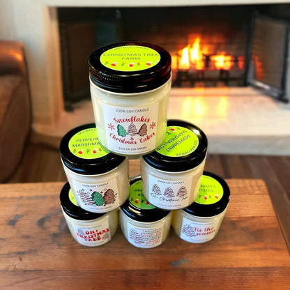 WS - Christmas Tree Holiday Candles - Black Lid (3 Sizes Available) !MOQ 12!