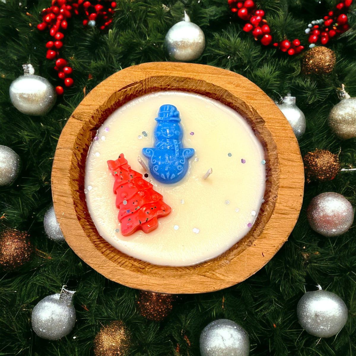 WS - Wooden Dough Bowl Candles - Winter & Christmas !MOQ 2!