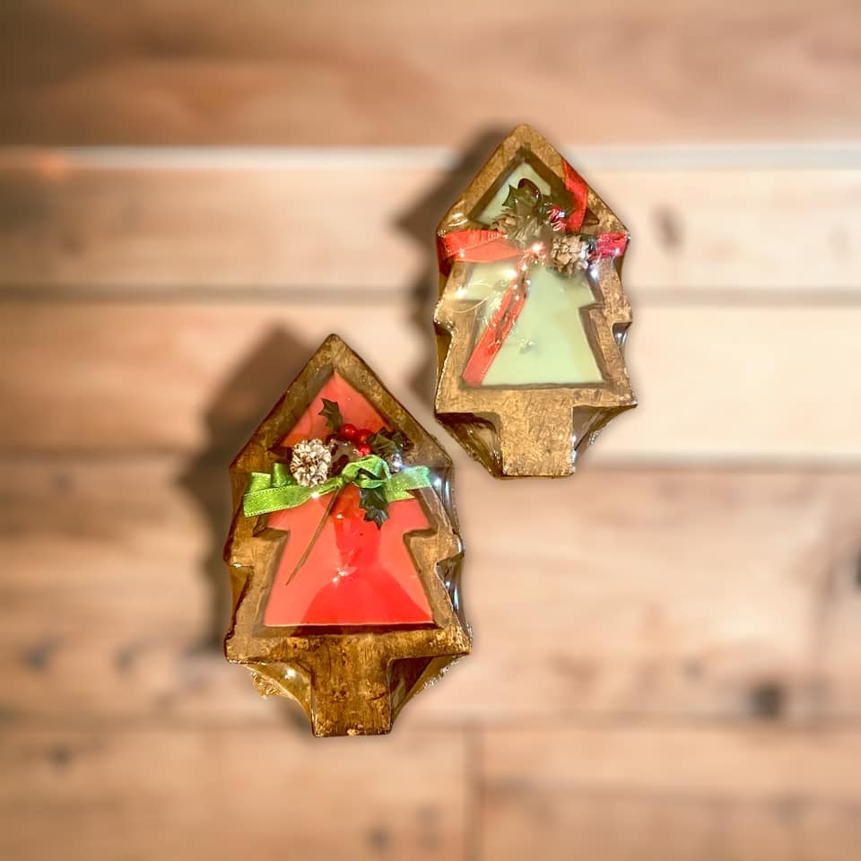 WS - Wooden Dough Bowl Candles - Winter & Christmas !MOQ 2!