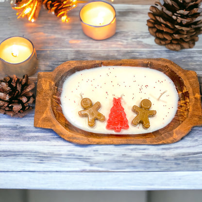 Dough Bowl Candle - Oval - Gingerbread Trees (MOQ 2)