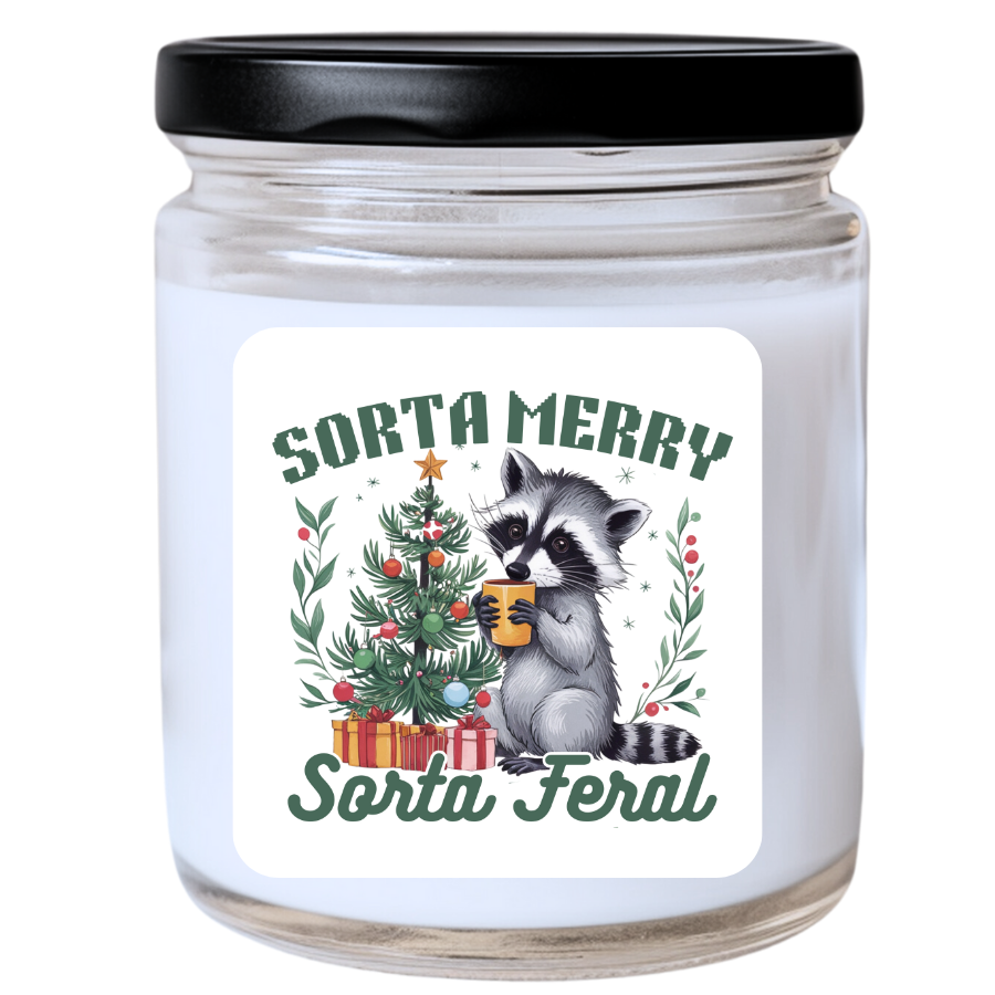 WS -  Sorta Merry; Sorta Feral Christmas Candle - Fun Holiday Gift, Unique Christmas Candle
