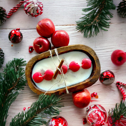 WS - Wooden Dough Bowl Candles - Winter & Christmas !MOQ 2!