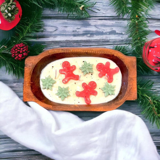Dough Bowl Candle - Oval - Poinsettia Gingerbread (MOQ 2)