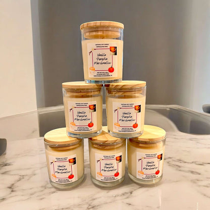 WS - Bamboo Glass Jar Soy Candle - Pumpkin & Autumn Scents !MOQ 6!