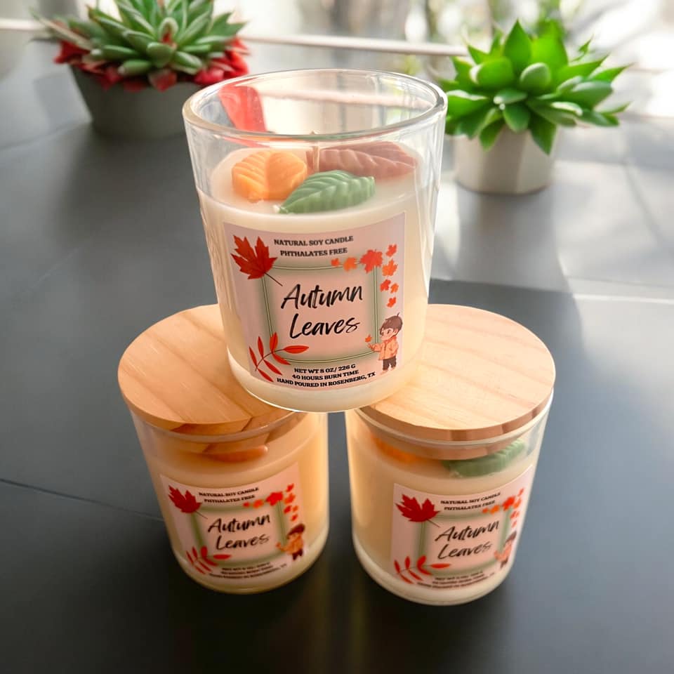 WS - Bamboo Glass Jar Soy Candle - Pumpkin & Autumn Scents !MOQ 6!