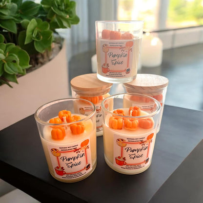 WS - Bamboo Glass Jar Soy Candle - Pumpkin & Autumn Scents !MOQ 6!