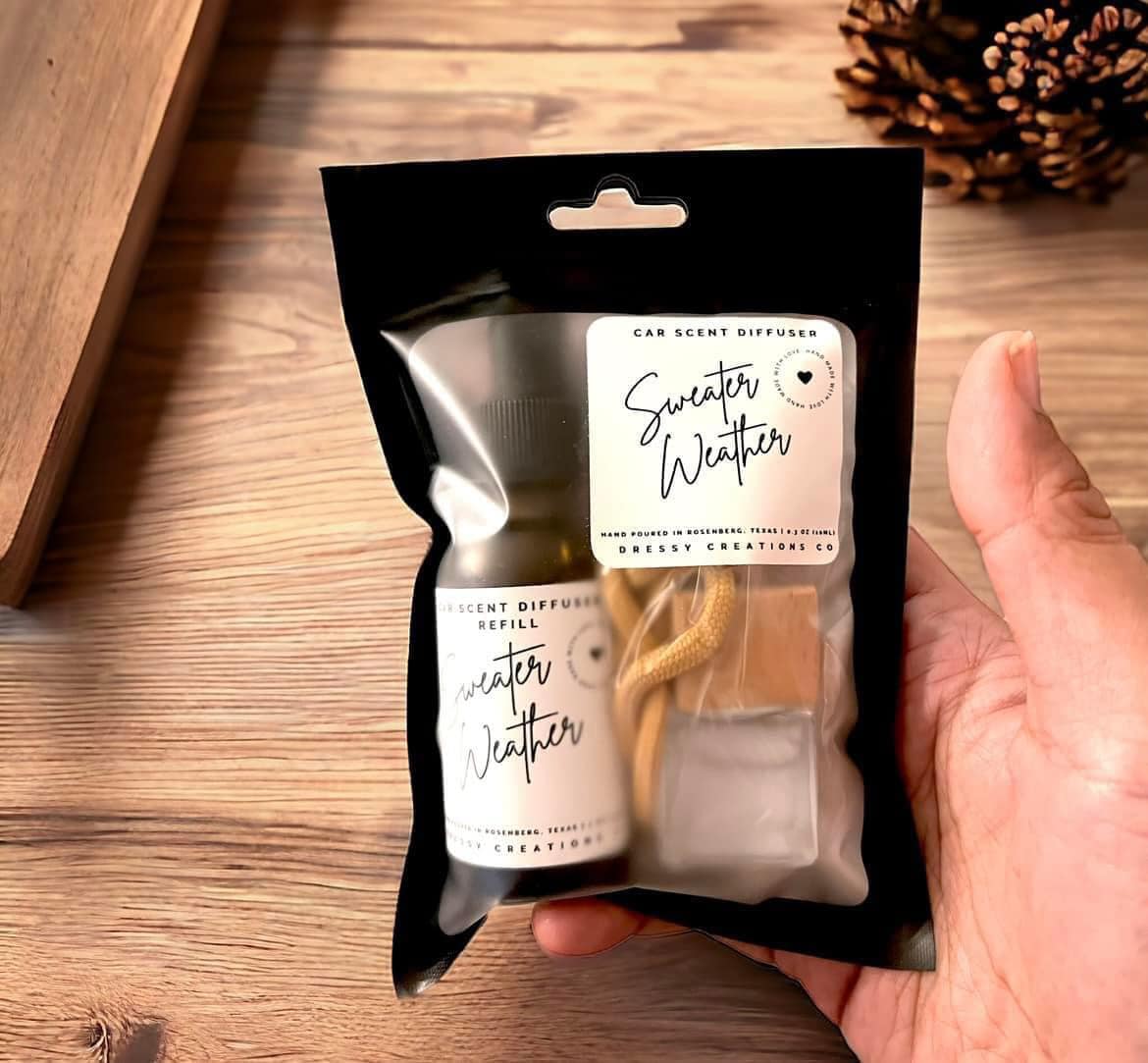 Two Piece Set Car Diffuser + Refill (Scented Oil)