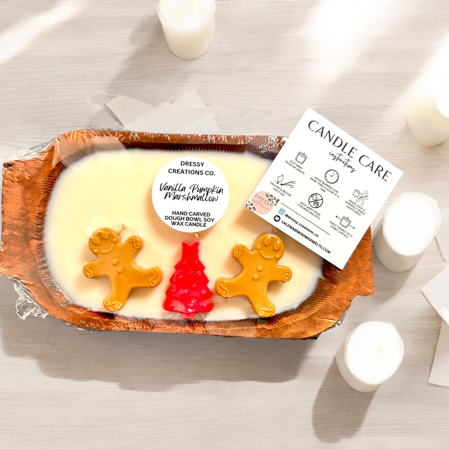 Dough Bowl Candle - Oval - Gingerbread Trees (MOQ 2)