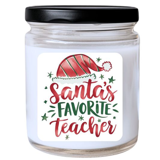 WS -  Santa's Favorite Teacher Candle - Funny Christmas Gift, Unique Holiday Candle, Perfect for Teachers, Many Scents Available