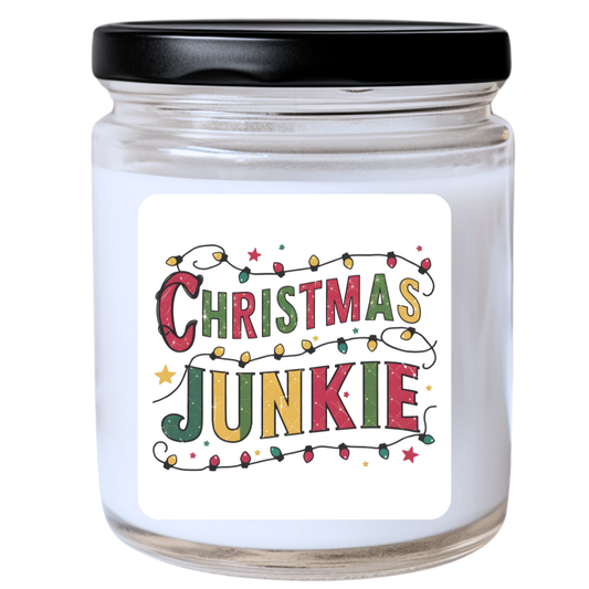 WS -  Christmas Junkie Candle - Funny Christmas Gift, Unique Holiday Candle, Festive & Obsessive, Many Scents Available