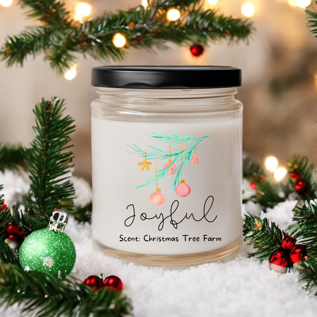 WS - Christmas Vibes Candles - Black Lid (3 Sizes Available) !MOQ 12!