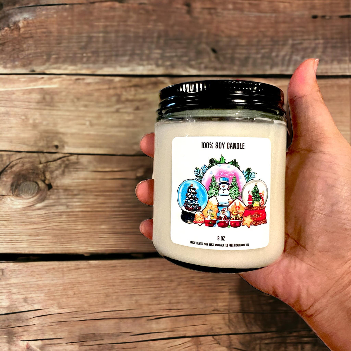 WS - Christmas Time Candles - Black Lid (3 Sizes Available) !MOQ 12!