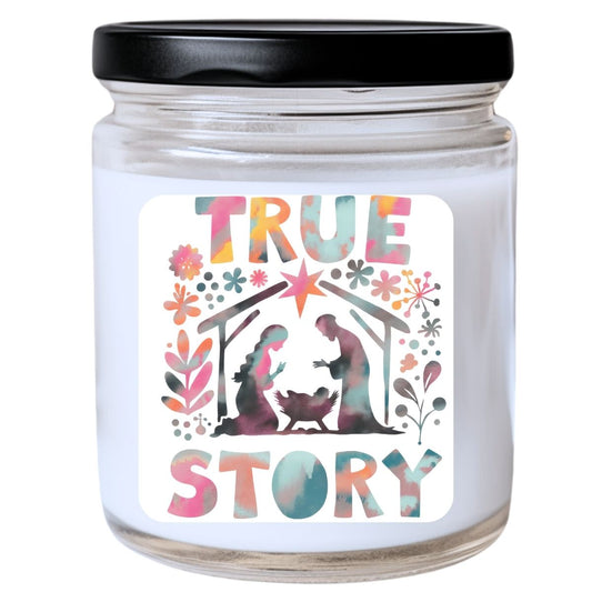WS -  True Story - Pastel Watercolor Candle - Funny Christmas Gift, Unique Holiday Candle, Many Scents Available
