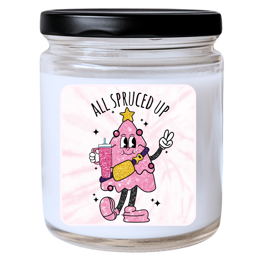 WS -  All Spruced Up Christmas Tree Candle - Unique Christmas Candle, Winter Pine Scented, Holiday Decor Gift