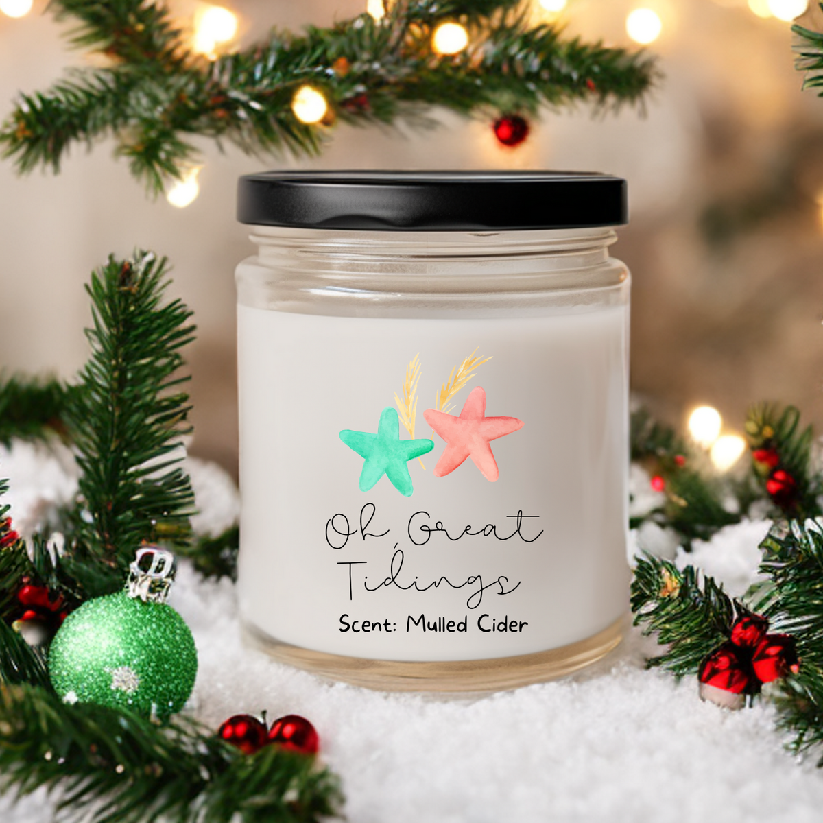 WS - Christmas Vibes Candles - Black Lid (3 Sizes Available) !MOQ 12!