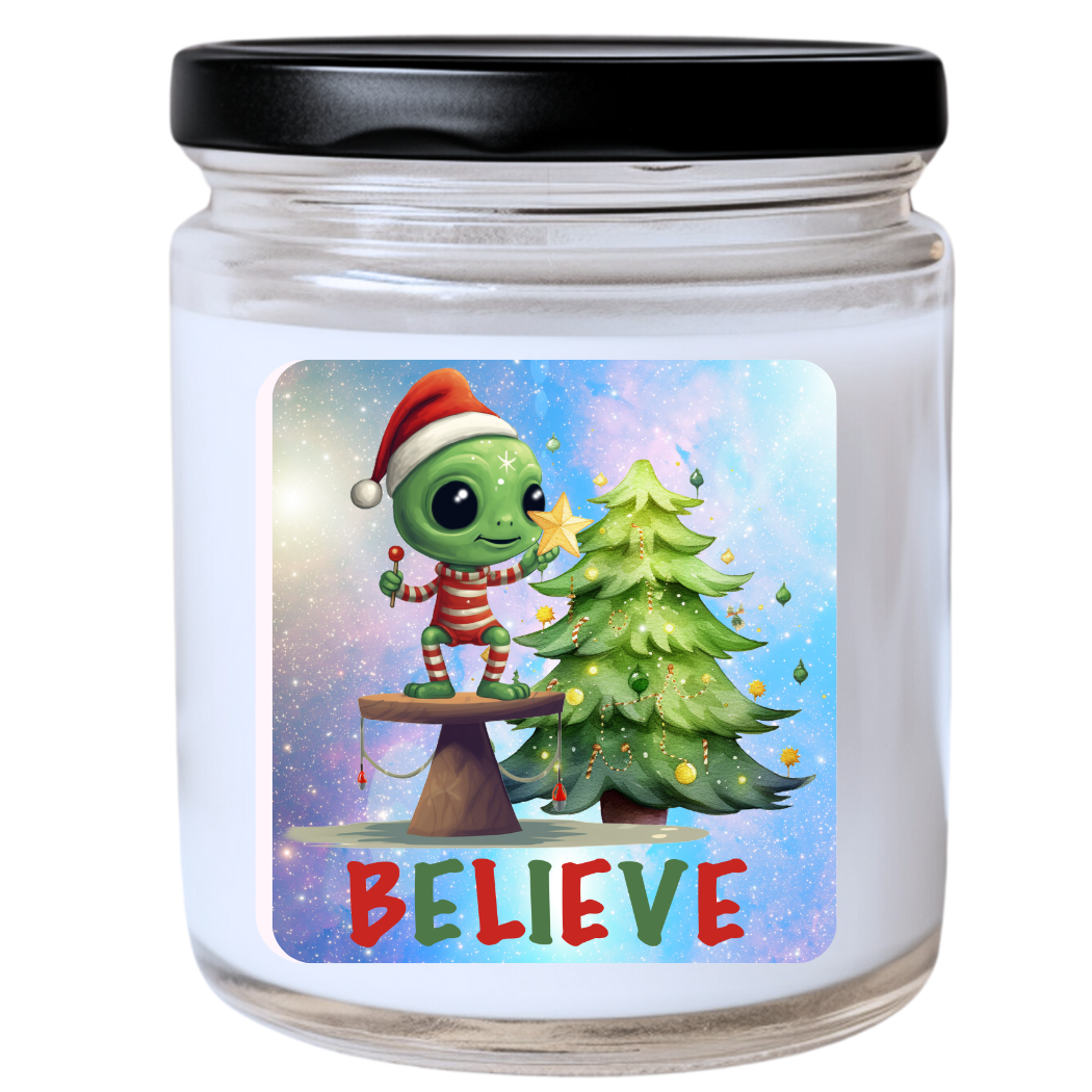 WS -  Believe Candle - Funny Christmas Gift, Unique Holiday Candle, Inspiring & Festive, Many Scents Available