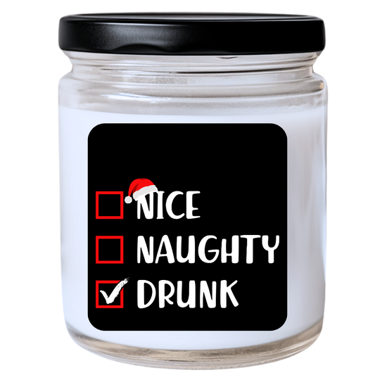 WS -  Nice, Naughty, x Drunk Christmas Candle - Fun Holiday Gift, Unique Christmas Candle