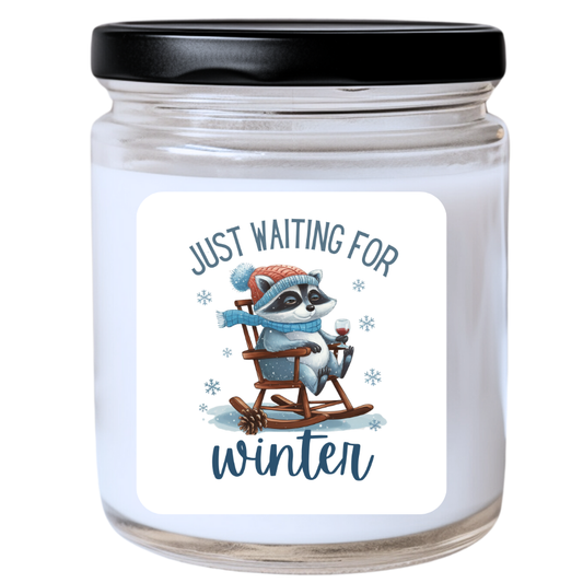 WS -  Just Waiting for Winter Christmas Candle - Unique Holiday Gift, Festive Christmas Decor Candle