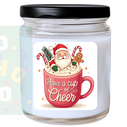 WS -  Have a Cup of Cheer Candle - Funny Christmas Gift, Unique Holiday Candle, Cozy & Festive, Many Scents Available