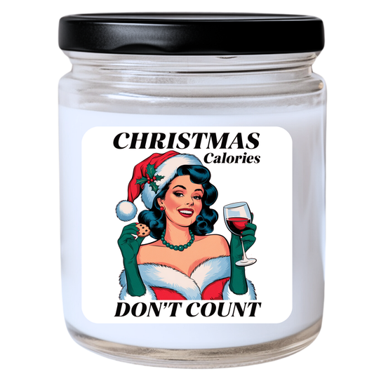 WS -  Christmas Calories Don’t Count Candle - Sassy & Unapologetically Festive, Handpoured Soy Wax, Phthalate-Free, Many Scents Available
