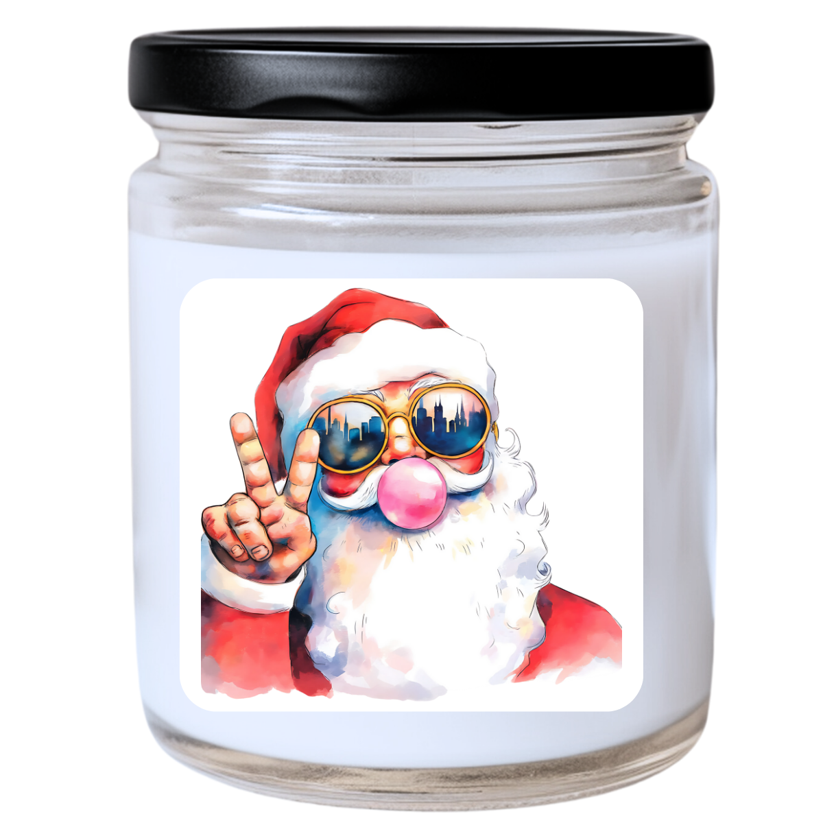 WS -  Cool Santa - Blowing Bubble & Peace Candle - Funny Christmas Gift, Unique Holiday Candle, Many Scents Available