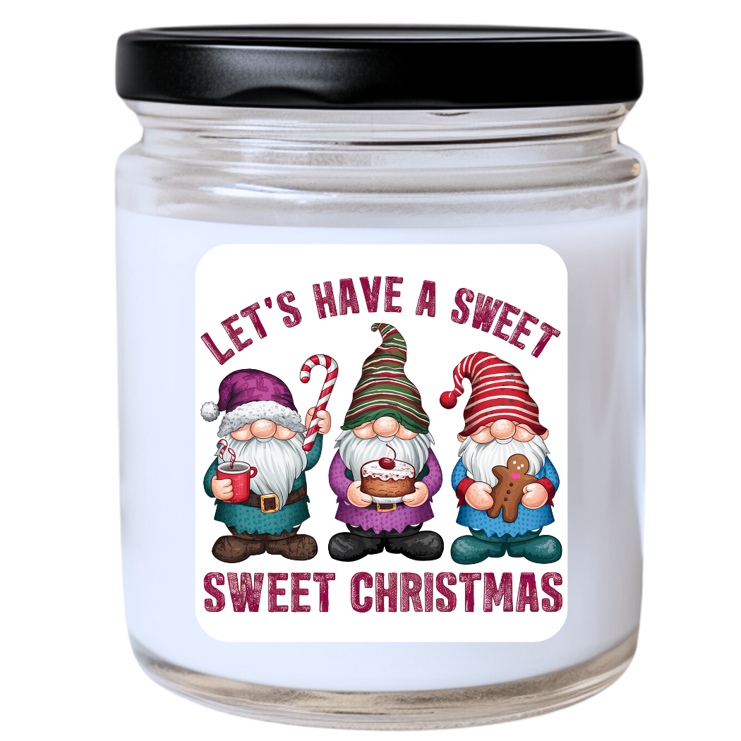 WS -  Let’s Have a Sweet Christmas with Santa & Gnomes Candle - Funny Holiday Gift, Unique Christmas Candle, Many Scents Available