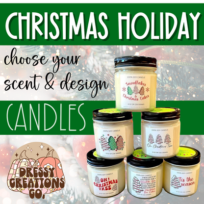 WS - Christmas Tree Holiday Candles - Black Lid (3 Sizes Available) !MOQ 12!