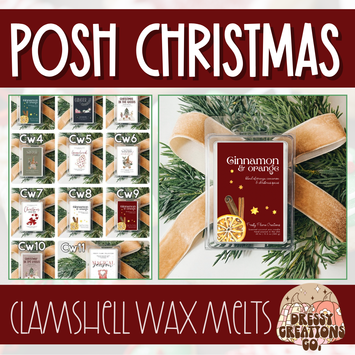 WS - Posh Christmas Themed Clamshell Wax Melts !MOQ 12!