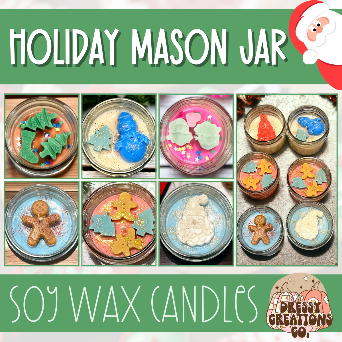 WS - Mason Jar (8oz) Soy Wax Candles - Christmas !MOQ 6!