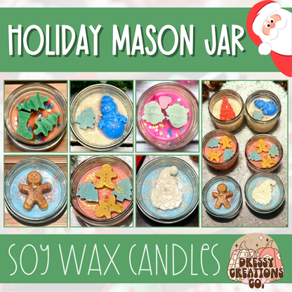WS - Mason Jar (8oz) Soy Wax Candles - Christmas !MOQ 6!