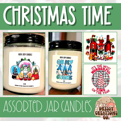 WS - Christmas Time Candles - Black Lid (3 Sizes Available) !MOQ 12!