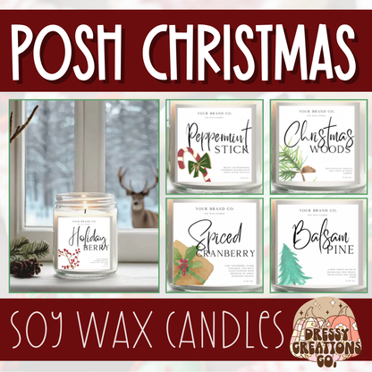 WS - Posh Christmas Candles - Black Lid (3 Sizes Available) !MOQ 12!