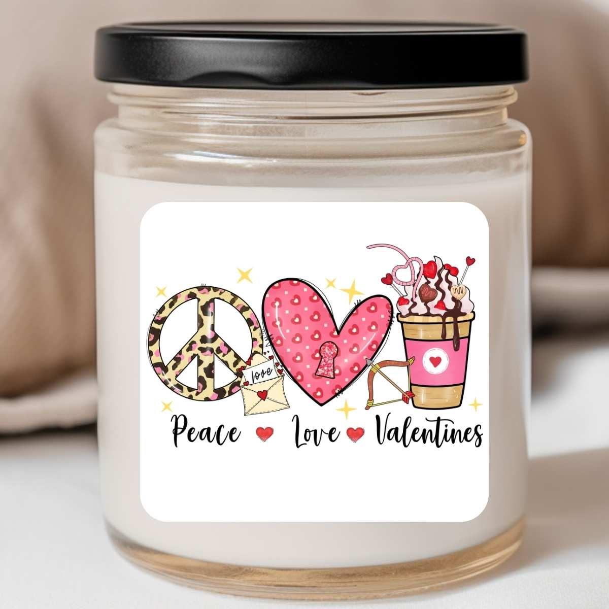 Food - Peace Love Valentine's Western Leopard Valentines Jar Candle