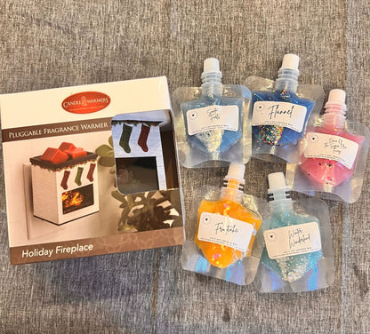 Christmas Fireplace Gift Set - Wax Warmer + 5pc Squeeze Wax